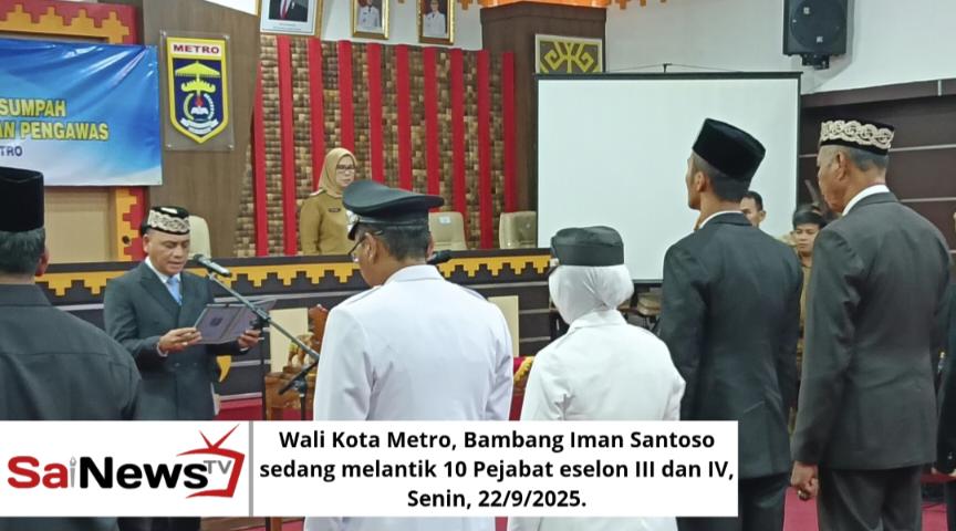Wali Kota Metro Lantik 10 Pejabat Baru
